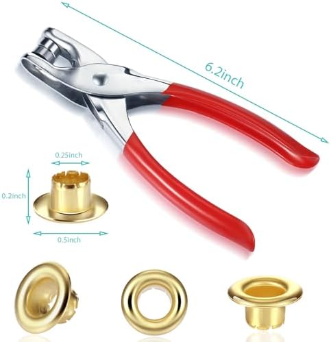 Mudder Grommet Eyelet Plier Tool,Gold,Silver, 1/4 Inch,Classic