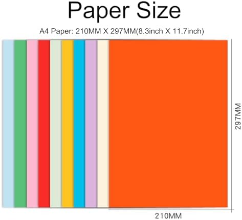 100 Sheets Coloured Paper A4 - Cezmkio 70gsm Coloured A4 Paper Assorted in 20 Colour Handmade Copy Paper Pastel Paper for DIY Arts & Colorful Projects (8.5 x 11.7 inch)