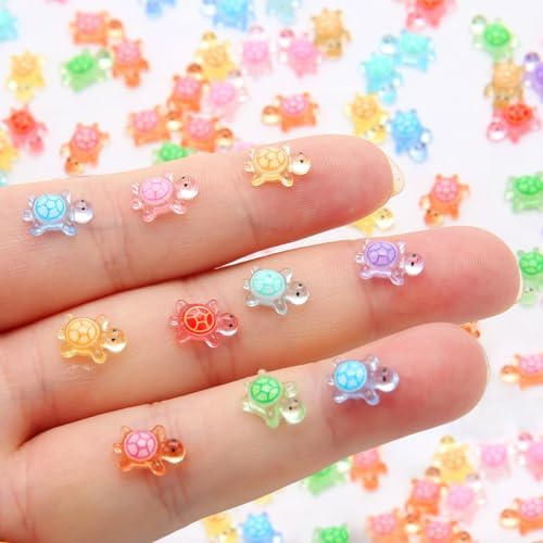 200 Pcs Mini Resin Turtles Glow in the Dark Sea Animals for Dollhouse Decor | Tiny Sea Turtle to Hide Small Luminous Figures Miniature Plastic Animal for Fairy Garden Micro Landscaping Home Decor Crafts