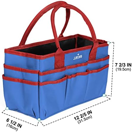 JJRING 600D Nylon Craft & Art Organizer Tote Bag With Pockets, Red And Blue