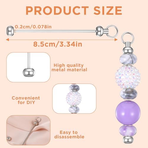 WLLHYF 70pcs Blank Beadable Keychain Bars Metal DIY Bead Keychain Bar Charms Sliver Removable Pendant Making Kit Supplies for DIY Gift Jewelry Craft Project Accessories