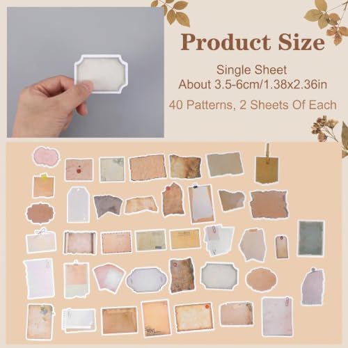 80pcs Vintage Scrapbook Stickers Scrapbook Paper Stickers Supplies