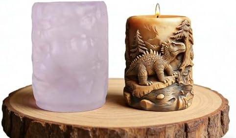 Dragon Dinosaur Animal Cylinder Molds Silicone Wave Spiral Candle Mold - Silicone Resin Casting Molds for Candle & Resin & Soap Craft Supplies