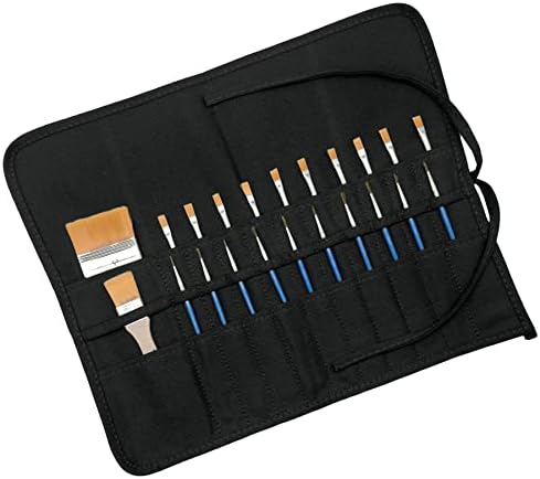 Funny live Paint Brush Holder Art Supplies, Artist Brush Holder & Storage Organizer Roll-Up Case Bag, Protect Acrylic Oil Watercolor Paintbrushes (Black 22 Slot Pockets)