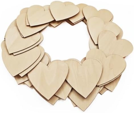 50PCS Wooden Heart, Made of Basswood, 4 Inch Unprocessed Wood Pieces, Natural Star Shaped Wood Blanks, Suitable for DIY Painting, Pyrography, Staining, Carving and Other Crafts, and as Coasters