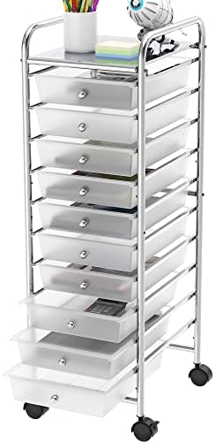 Simple Houseware 10 Drawers Rolling Utility Cart Organizer, Chrome