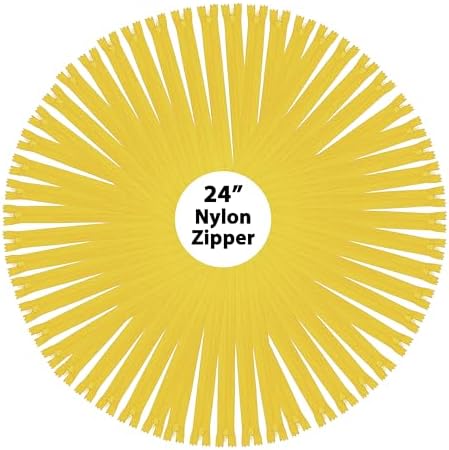 Mandala Crafts 60 Mustard Yellow Closed-End 24" Nylon Zippers for Sewing
