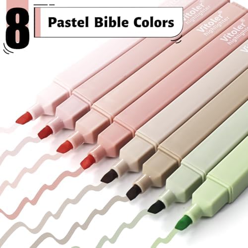 Vitoler Highlighters Assorted Colors,No Bleed Bible Chisel Tip 8pcs | Aesthetic,Cute Pastel,high quality for bible study,books,journal,writing,school office