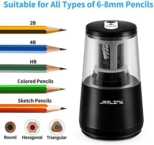 JARLINK Electric Pencil Sharpener, Heavy Duty Helical Blade, Auto Stop