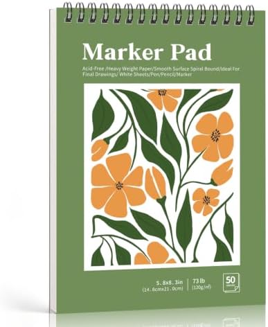 5.8x8.3in Marker Paper Pad, 50 Sheets Marker Sketchbook for Alcohol Markers