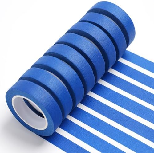 UMETDO 8PCS Colored Masking Tape - Dark Blue Painters Tape, Tape for Kids Art Supplies, Great for Crafts, Labeling, DIY Decorative, 1/2 Inch Colored Tape Rolls- Tiny Size