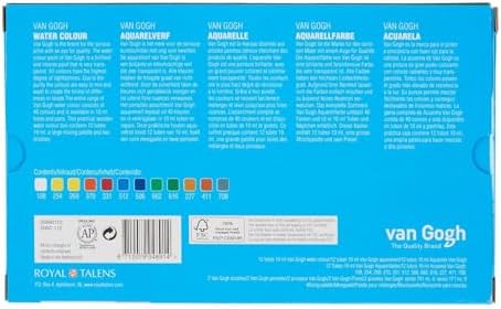 Vangogh Watercolor Paint Set, Wood Box, 12-Tube + 3 Accessories