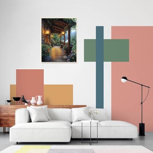 obterie Landscape Paint by Numbers Kit for Adults Beginner Garden Oil Painting Kit Adult Paint by Number Kits on Canvas DIY Painting for Beginners Art by Numbers for Gifts Home Wall Decor 16x20 Inch