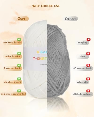 Katech 400g T Shirt Yarn for Crocheting, Crochet Yarn for Knitting-White
