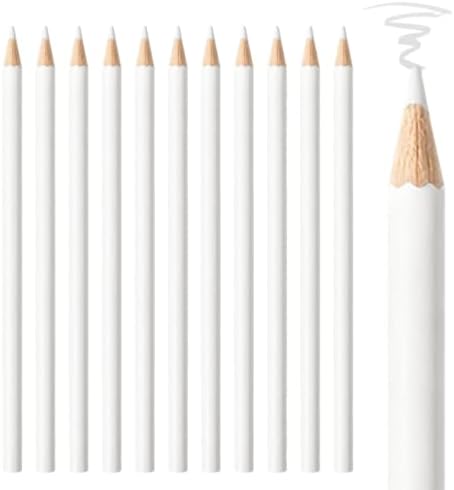 12 PCS White Colored Pencils, Pre-sharpened Professional Wooden Art Pencils Set for Artists Painting | Premium Drawing Sketching Supplies