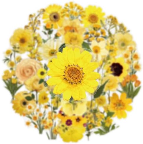 Aesthetic Flowers Stickers Flora Scrapbook Stickers Yellow