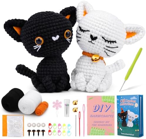 Pnytty 2Pcs Cat Crochet Starters Kits for Adult, Crochet Kit for Beginners