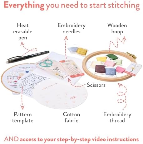 Clever Poppy Stitch Sampler Beginner Embroidery Kit – Easy Embroidery Kit for Beginners with Hoop, Thread & Patterns – Hand Embroidery Kit for Adults and Teens – Complete Embroidery Starter Kit