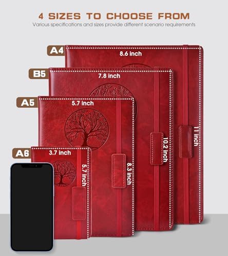 Biuwory B5 Leather Journal Notebook, 256 Lined Pages, Hardcover 7.8"×10.2" | Large Vintage Journal for Women Men,Work,School,Business,Travel Diary,Note taking,College Ruled Writing,Daily Journaling