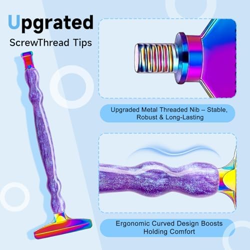 Diamond Painting Pen Kit - 7 Metal Tip Diamond Art Tools, 5D Diamond Painting Accessories for Adults Beginners, Resin Pen with Straight/Bent/Flat/Roller Nibs, Tray & Clay