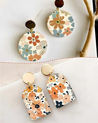 Puocaon Flower Clay Transfer Paper - 18 Pcs Vintage Flower Art Design Transfer Sheets for Polymer Clay Colorful Floral Earrings Design Jewelry Making
