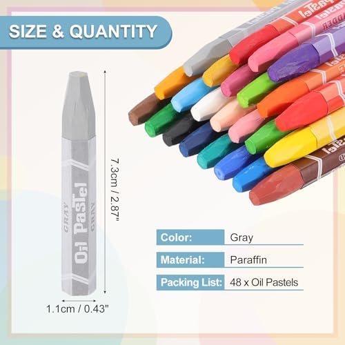 PATIKIL Gray Oil Pastels, 48Pcs Soft Oil Crayons Pastels Stick Vibrant and Creamy Art Supplies Bulk for Artists Beginners Art Painting Drawing Blending Graffiti Gallery