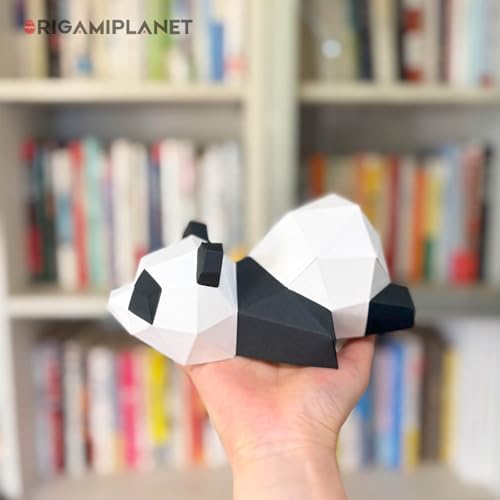 3D Panda Papa Origami Paper Craft Kit, Fun DIY Pre-Cut 3D Paper Art Model for Teens & Adults, Easy Handmade Animal Figurine Sculpture Gift Set for Bookshelf Decoration