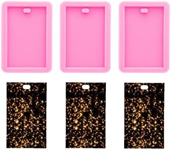 3pc Shiny Rectangle with Hole Resin Silicone Keychain Mould Art DIY Handmade Charms Mold with 10PC Key Ring(DY0575+DY0575+DY0575)