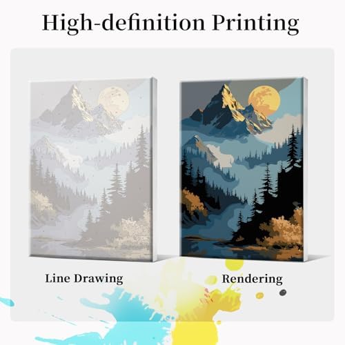 JOOZ Mountain Framed Paint by Numbers Kit for Adults 8x12 Inch