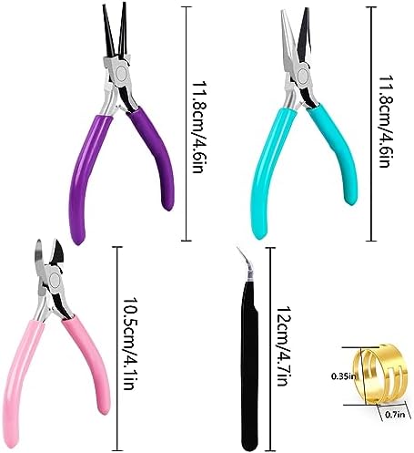 URSKYTOUS 3Pcs Jewelry Pliers Set Jewelry Making Pliers Tools Kit Include Jewelry Making Needle Nose Chain Nose Round Pliers Wire Cutter for Bracelet Beading DIY Craft Jewelry Making Supplies