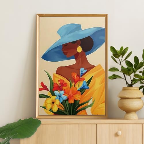 Framed Paint by Numbers Kit for Adults Beginners – Elegant Black Woman