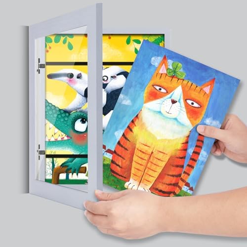 [2-Pack] Kids Art Frames, 8.5x11 Front Opening Kids Artwork Frames Changeable, Light Violet Blue Artwork Display Storage Frame for Wall, Holds 50 Pcs, for 3D Picture, Crafts, Children Drawing, Hanging