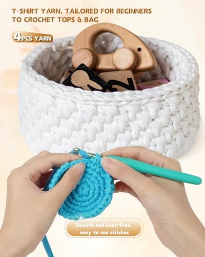 Katech 400g T Shirt Yarn for Crocheting, Crochet Yarn for Knitting-White