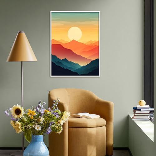 Amaieuin Sunrise Paint by Number Adult,Paint by Numbers Adults with Frame Easel,Adult Paint by Numbers for Home Wall Art Decor 12x8in