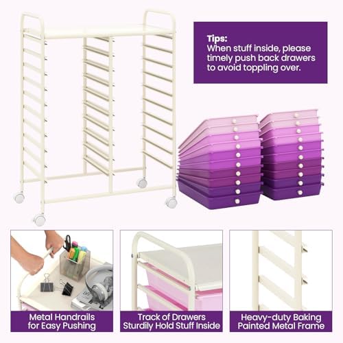 COSTWAY 20-Drawer Rolling Storage Cart, Utility Storage Organizer Cart
