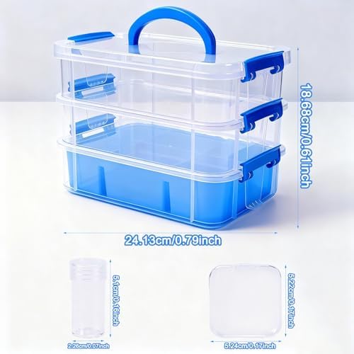 Bead Organizers for Art Craft Storage,3-Tier Stackable Storage Container Box,87 Pieces Plastic Storage Cases Mini Clear Bead Storage Containers Transparent Boxes