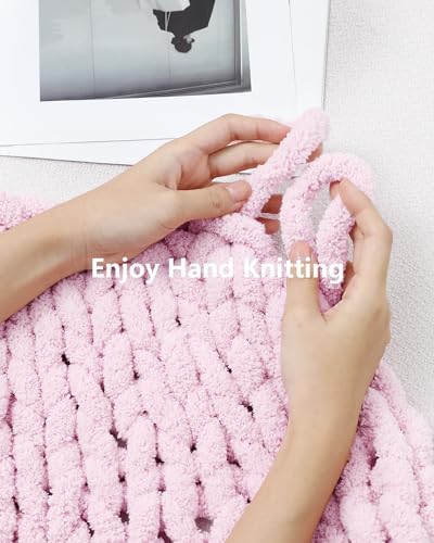 Cozyful Chunky Yarn for Hand Knitting, #9 Thick Jumbo Big Chunky Yarn for Crocheting, Super Chunky Knit Blanket Yarns, Large Chunky Chenille Yarns, 8 Pack (30 yds 8 oz Each Skein), Blush Pink
