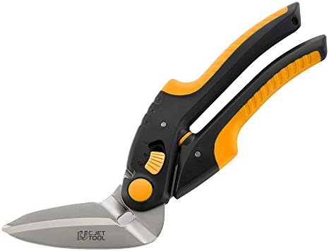 C.JET TOOL 10" Heavy Duty Scissors - Carpet Cutter, Industrial Multipurpose Tool for Cardboard, Leather, Pruning, Gardening - Professional Soft Grip Stainless Steel (Orange)