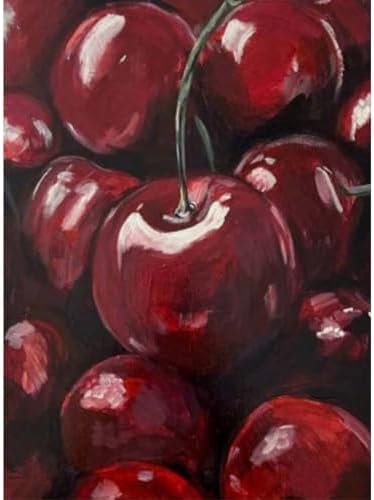 AIBOERL Diamond Art Kits for Adults,Cherry Diamond Painting Wall Decor | Round Drill Cherry Diamond Painting for Beginners DIY Rhinestone 5D Diamond dots(Gemstone Craft)Wall Art Gift 12x16IN