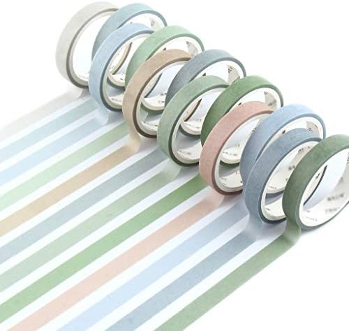 YUBBAEX 12 Rolls Washi Tape Set Natural Color Decorative Tapes for Arts, DIY Crafts, Journals, Planners, Scrapbook, Wrapping Wide -Salty Morandi- (Salty, 8mm x 12Rolls)