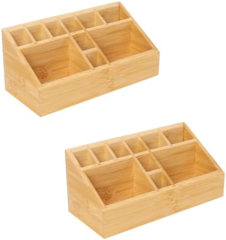 2 Pack Small Bamboo Art Supply Organizer Pen Holder
