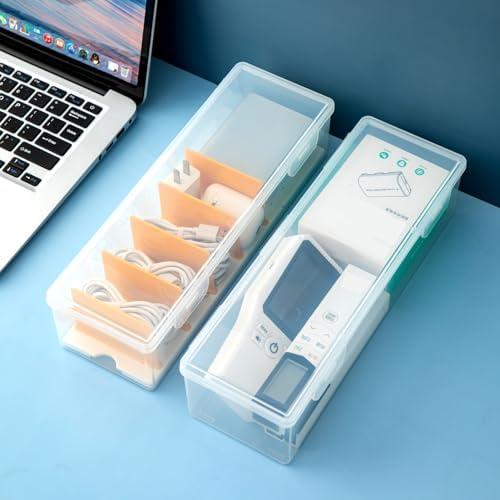 Vidifor Clear Craft and Art Supply Storage Organizer, Small Deep Strips Container with Lid for Makeup, Paint Brush, plastic straws, Tools, Crayon, Stackable (Clear-1pack)