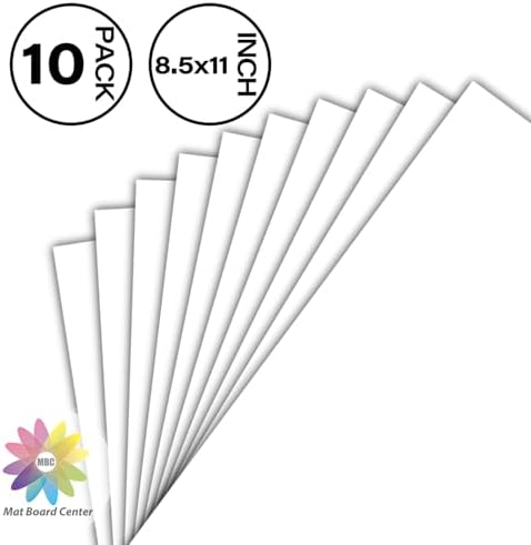 Mat Board Center 8.5x11 Backing Boards, 10 Pack White Backboards for Frame
