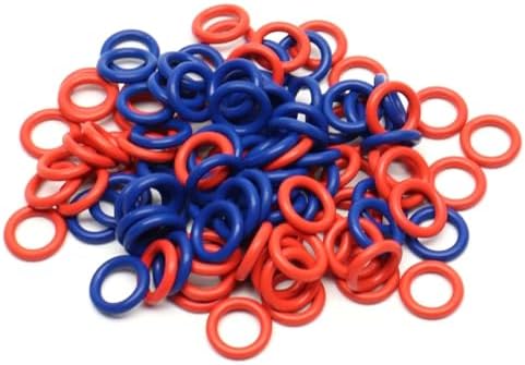 (100 Pack) Soft Stitch Ring Markers for Knitting and Crochet - Flexible, Snag-Free Rubber Stitch Markers (Small Size for Needle Sizes 0-8, Red & Blue)