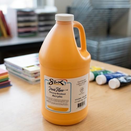 Sax True Flow Heavy Body Acrylic Paint, 1/2 Gallon, Golden Yellow - 439274