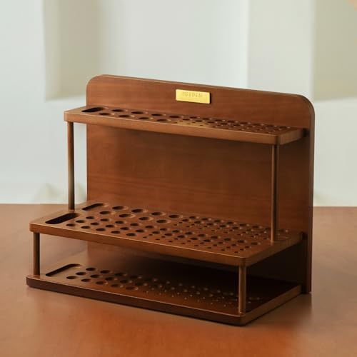 MEEDEN PRO Paint Brush Holder: 2 Tier 89 Holes Wooden Paint Brush Organizer