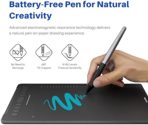 HUION Inspiroy H1161 Graphics Drawing Tablet with Touch Strip, 11x6.87 Inch