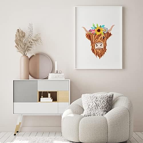 Louise Maelys Highland Cow Floral Embroidery Kit for Beginners Craft