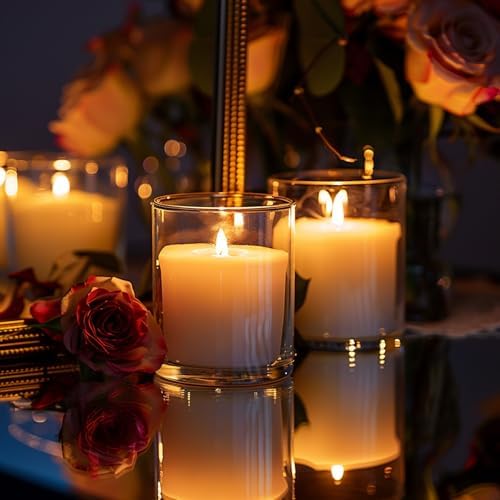 SUPMIND 15P Glass Candle Jars with Bamboo Lids, 7oz Clear Candle Containers