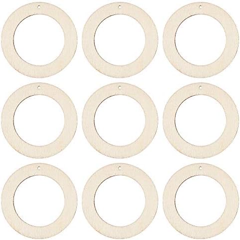Elecrelive 50Pcs Small Flat Wood Rings 1.65 Inch Wooden Earring Charms